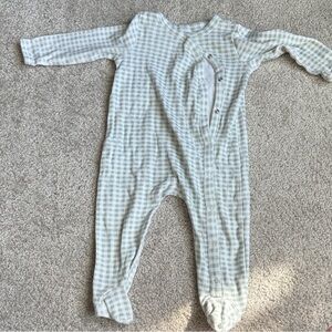 Nordstrom Gingham Kids Footie - Light Gray and White